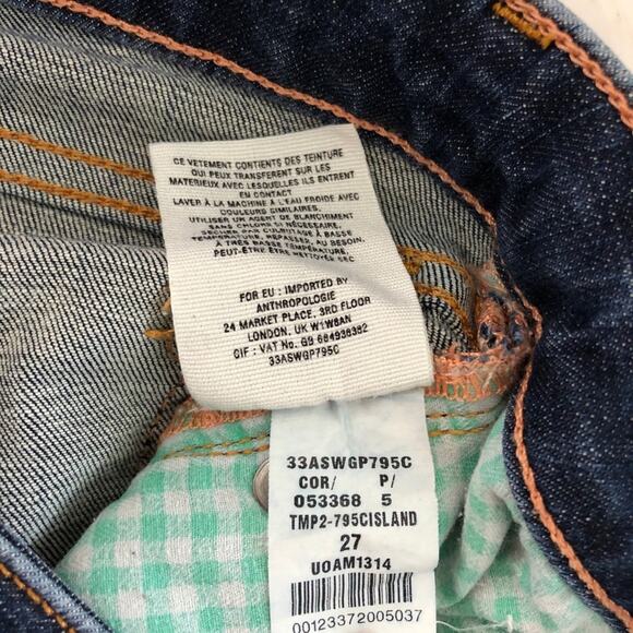 Anthropologie Pilcro Stet Skinny Mid Rise Jeans Size 27 Distressed Ankle - Picture 7 of 11